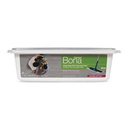 Bona Bona Kemi USA 256624 Tile & Laminate Floor Disposable Wet Cleaning Pads; Pack of 12 256624
